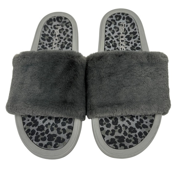 Hey Dude Shoes - Hey Dude Fuzzy Slide Sandals Leopard Footbed Women's 12 Peggy Grey Cheetah